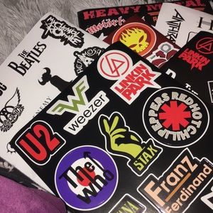 Assorted rock band stickers